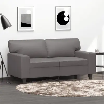 The Living Store Dvosed siva 120 cm umetno usnje - Kavč Dvosed