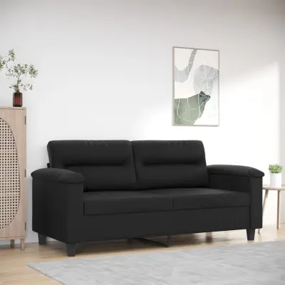 The Living Store Dvosed črna 140 cm umetno usnje - Kavč Dvosed