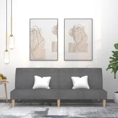 The Living Store Kavč dvosed z ležiščem svetlo sivo blago - Raztegljiv Kavč