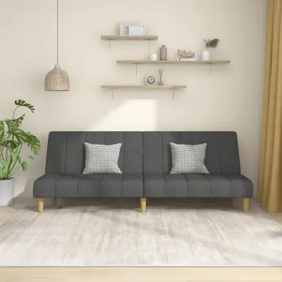 The Living Store Kavč dvosed z ležiščem temno sivo blago - Raztegljiv Kavč