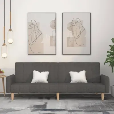 The Living Store Kavč dvosed z ležiščem temno sivo blago - Raztegljiv Kavč