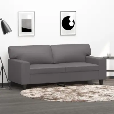 The Living Store Dvosed siv 140 cm umetno usnje - Kavč Dvosed