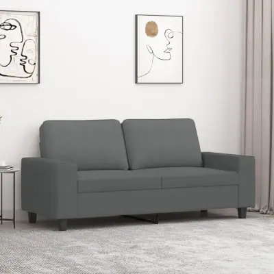 The Living Store Dvosed temno siv 140 cm blago - Kavč Dvosed