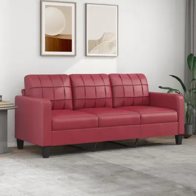 The Living Store Kavč trosed vinsko rdeč 180 cm umetno usnje - Trosed