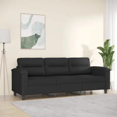 The Living Store Kavč trosed črn 180 cm tkanina iz mikrovlaken - Trosed