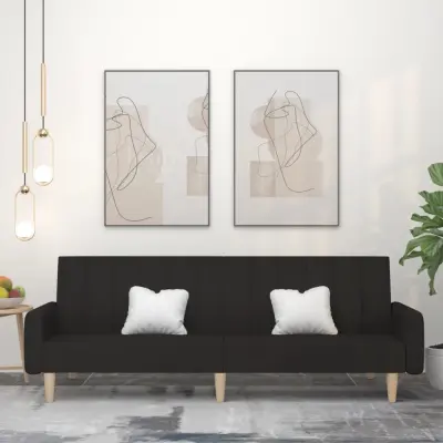 The Living Store Kavč dvosed z ležiščem črno blago - Raztegljiv Kavč