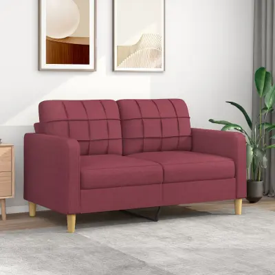 The Living Store Kavč dvosed vinsko rdeč 140 cm blago - Kavč Dvosed