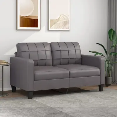 The Living Store Dvosed siv 140 cm umetno usnje - Kavč Dvosed
