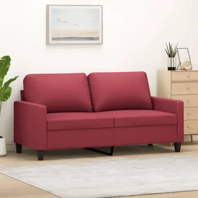 The Living Store Dvosed vinsko rdeč 140 cm umetno usnje - Kavč Dvosed