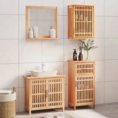 The Living Store Kopalniška garnitura 4-delna trdna orehovina - Kopalniška Garnitura