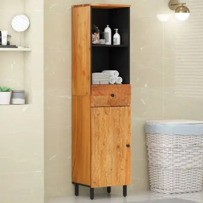 The Living Store Kopalniška omarica 38x33x160 cm trden akacijev les - Kopalniška Omarica