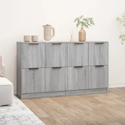 The Living Store Komoda 2 kosa siva sonoma 60x30x70 cm konstruiran les - Komoda