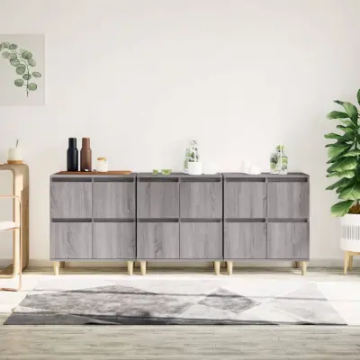 The Living Store Komoda 3 kosa siva sonoma 60x35x70 cm inženirski les - Komoda