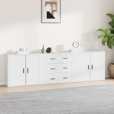 The Living Store Komoda 3 kosi bel inženirski les - Komoda