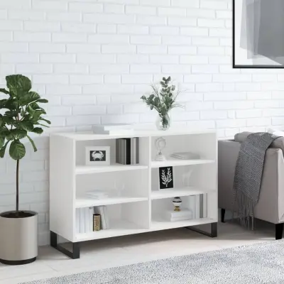 The Living Store Komoda visok sijaj bela 103,5x35x70 cm inženirski les - Komoda