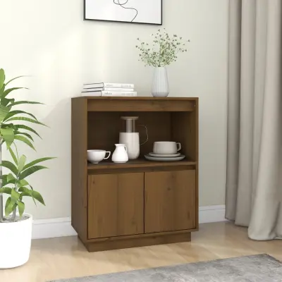 The Living Store Komoda medeno rjava 60x34x75 cm trdna borovina - Komoda