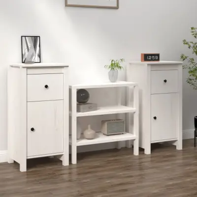 The Living Store Komoda 2 kosa bela 40x35x80 cm trdna borovina - Komoda