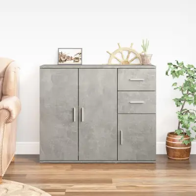 The Living Store Komoda betonsko siva 91x29,5x75 cm inženirski les - Komoda