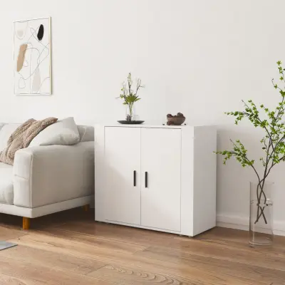 The Living Store Komoda bela 80x33x70 cm inženirski les - Komoda