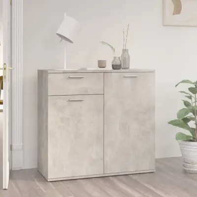 The Living Store Komoda betonsko siva 80x36x75 cm iverna plošča - Komoda