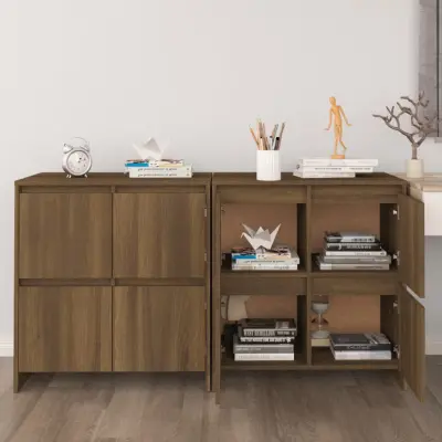 The Living Store Komoda 2 kosa rjavi hrast 70x41x75 cm iverna plošča - Komoda