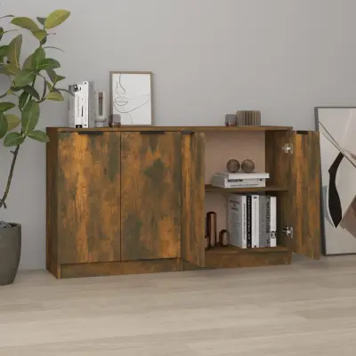 The Living Store Komoda 2 kosa dimljen hrast 60x30x70 cm konstruiran les - Komoda