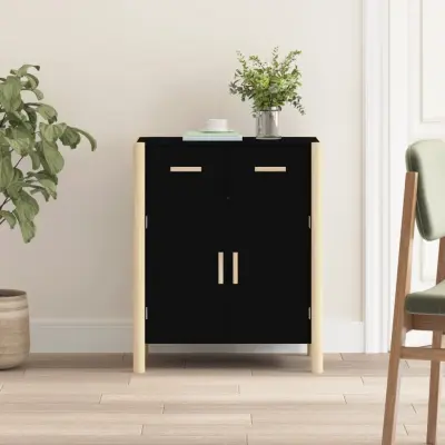 The Living Store Komoda črna 62x38x75 cm inženirski les - Komoda