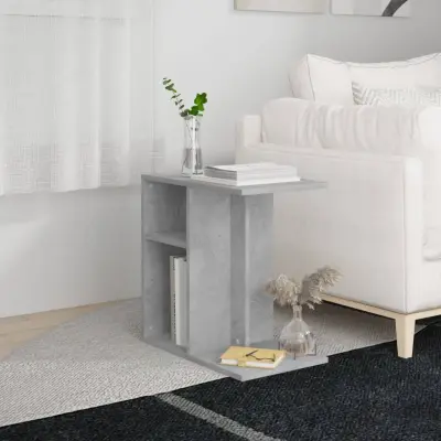 The Living Store Stranska mizica betonsko siva 50x30x50 cm iverna plošča - Stranska Mizica