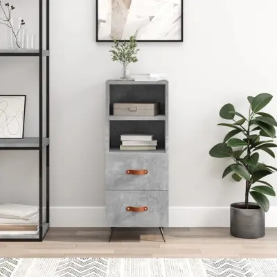 The Living Store Komoda betonsko siva 34,5x34x90 cm inženirski les - Komoda