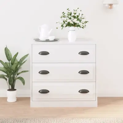 The Living Store Komoda visok sijaj bela 70x35,5x67,5 cm inženirski les - Komoda