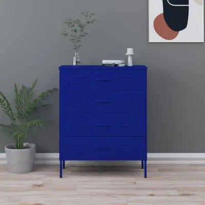 The Living Store Predalnik mornarsko modra 80x35x101,5 cm jeklo - Predalnik