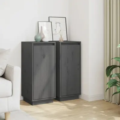 The Living Store Komoda 2 kosa siva 31,5x34x75 cm trdna borovina - Komoda