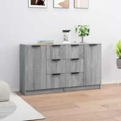 The Living Store Komoda 2 kosa siva sonoma 60x30x70 cm konstruiran les - Komoda
