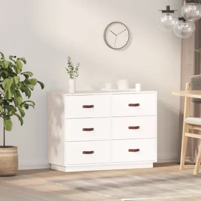 The Living Store Komoda bela 100x40x75 cm trdna borovina - Komoda