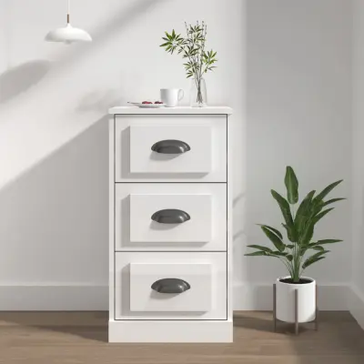 The Living Store Komoda visok sijaj bela 36x35,5x67,5 cm inženirski les - Komoda