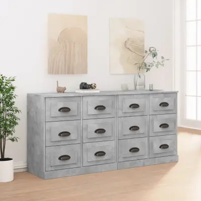 The Living Store Komoda 2 kosa betonsko siv inženirski les - Komoda