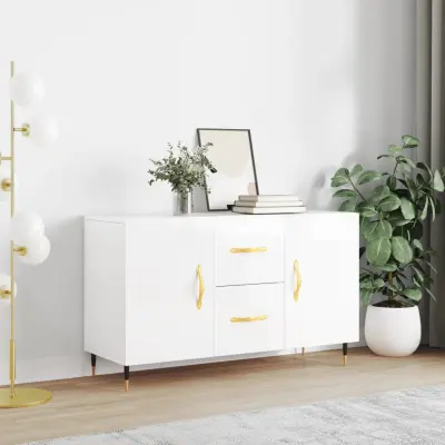 The Living Store Komoda visok sijaj bela 100x36x60 cm inženirski les - Komoda