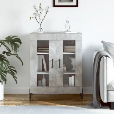The Living Store Komoda betonsko siva 69,5x34x90 cm inženirski les - Komoda