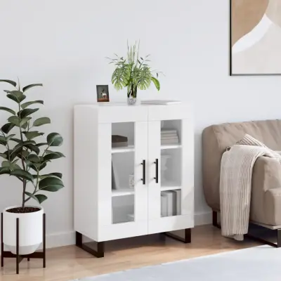 The Living Store Komoda visok sijaj bela 69,5x34x90 cm inženirski les - Komoda