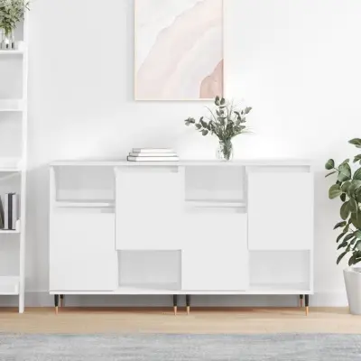 The Living Store Komoda 2 kosa visok sijaj bel inženirski les - Komoda