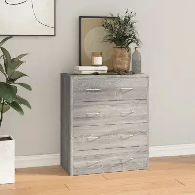 The Living Store Komoda s 4 predali 60x30,5x71 cm siva sonoma - Komoda