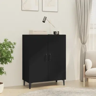 The Living Store Komoda črna 70x34x90 cm konstruiran les - Komoda