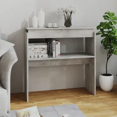 The Living Store Konzolna mizica betonsko siva 80x30x80 cm inženirski les - Konzolna Mizica