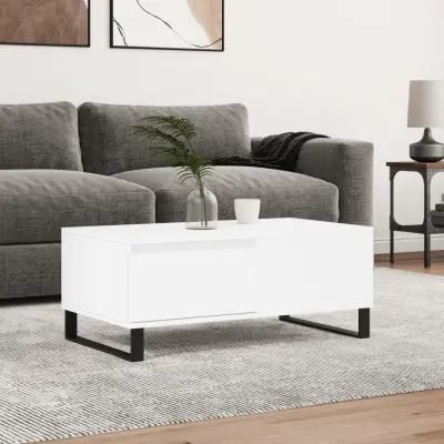 The Living Store Klubska mizica bela 90x50x36,5 cm inženirski les - Klubska Mizica
