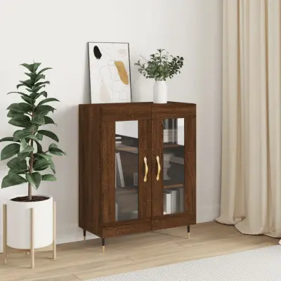 The Living Store Komoda rjavi hrast 69,5x34x90 cm inženirski les - Komoda