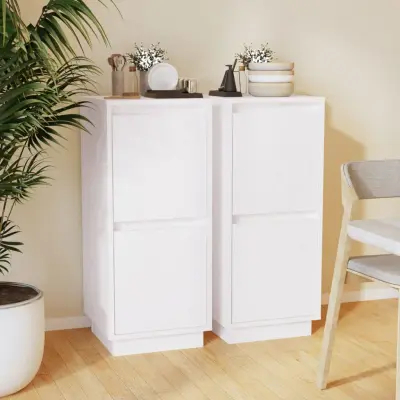 The Living Store Komoda 2 kosa bela 31,5x34x75 cm trdna borovina - Komoda