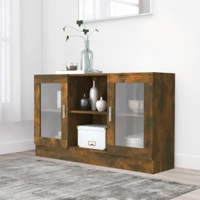 The Living Store Vitrina dimljeni hrast 120x30,5x70 cm konstruiran les - Vitrina