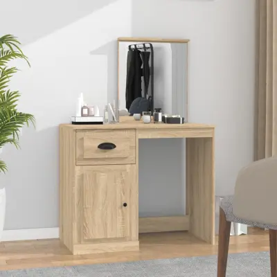 The Living Store Toaletna mizica z ogledalom sonoma hrast 90x50x132,5cm inž. les - Toaletna Mizica