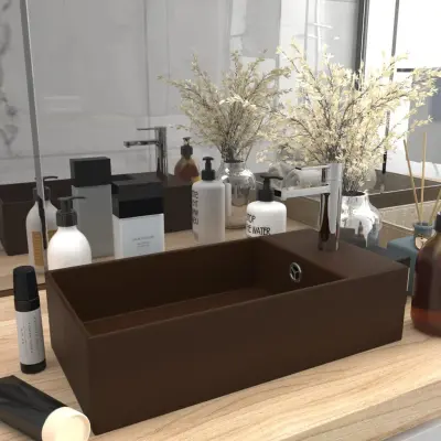 The Living Store Kopalniški umivalnik z luknjo keramičen temno rjav - Kopalniški Umivalnik