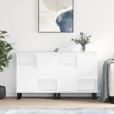 The Living Store Komoda 2 kosa visok sijaj bel inženirski les - Komoda